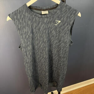 Gymshark, Blue Scale Sleeveless Exercise T-Shirt, Mens Medium